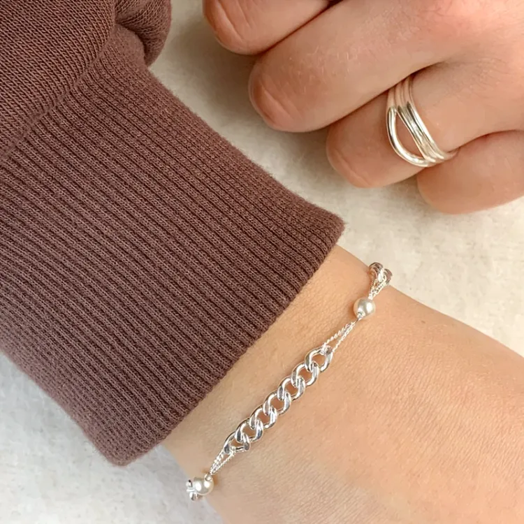 armbånd i sølv 17 plus 3 cm x 4,7 mm