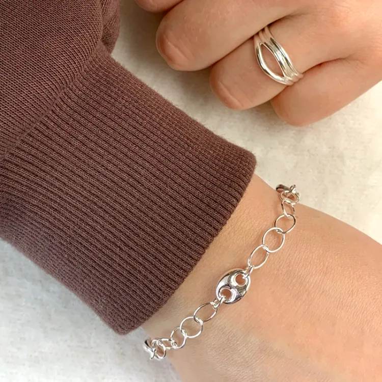 armbånd i sølv 17, 18cm x 7,8 mm