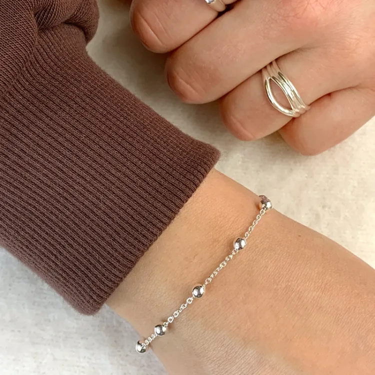kuglearmbånd i sølv  x 4,0 mm 