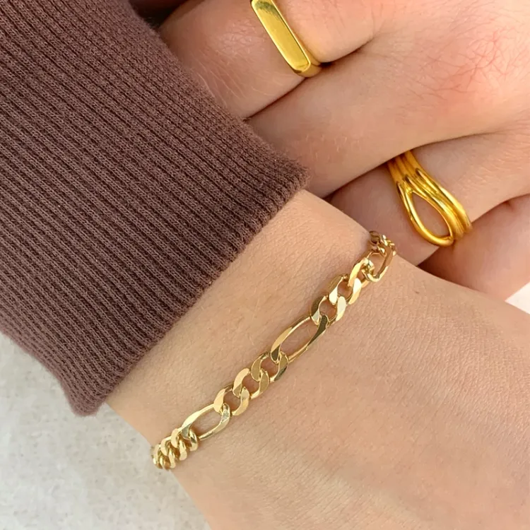 Figaroarmbånd i forgyldt sølv x 5,0 mm