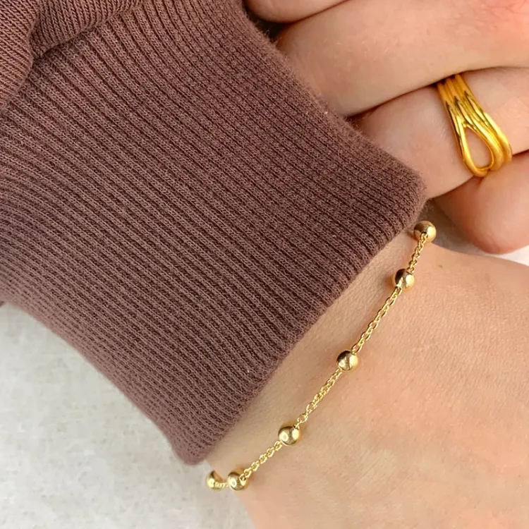 kuglearmbånd i forgyldt sølv  x 4,0 mm 