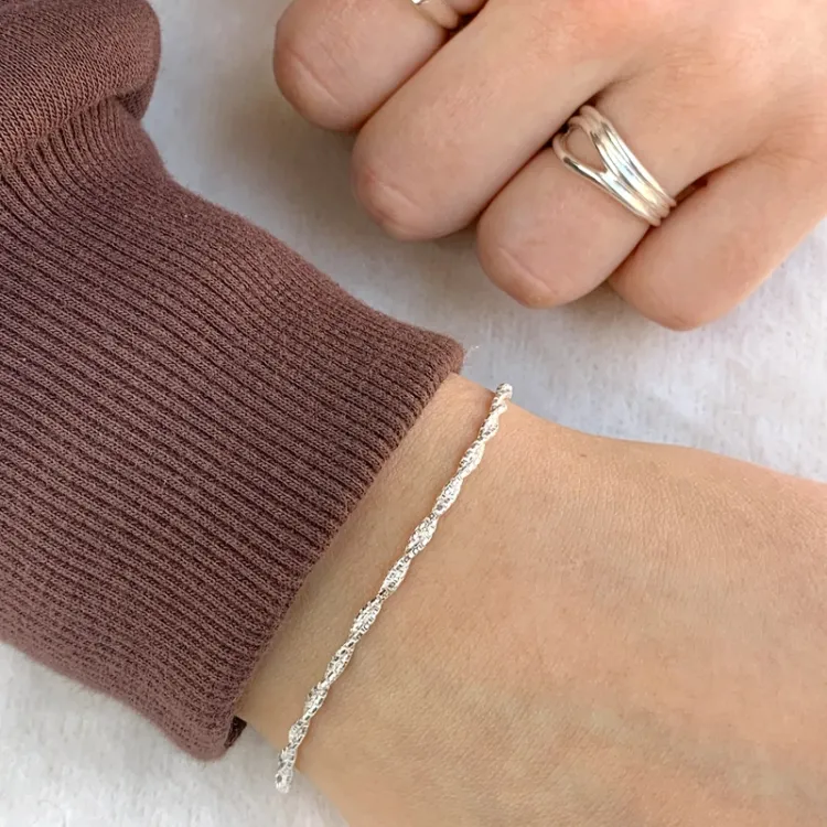 Snoet armbånd i sølv 1,9 mm