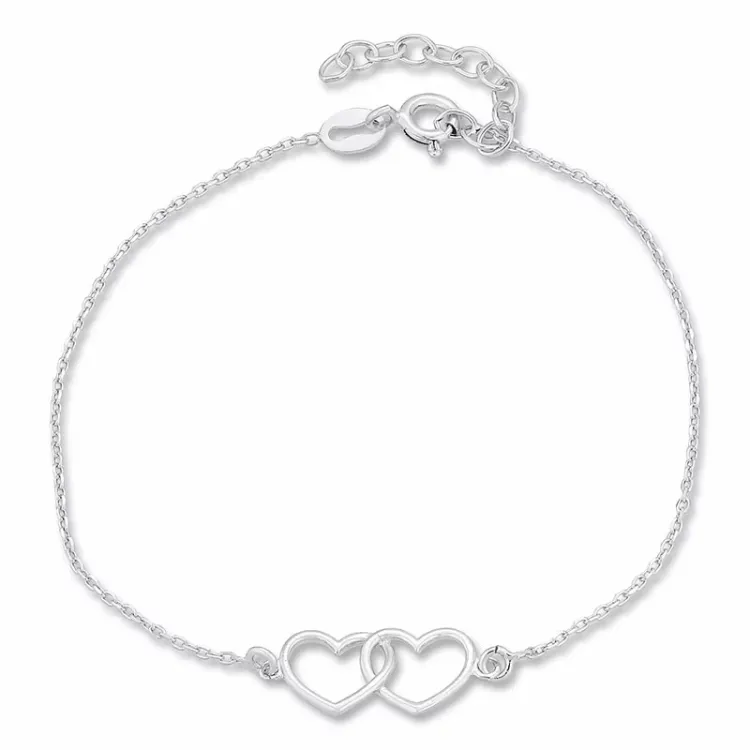hjerte armbånd i sølv med vedhæng i sølv