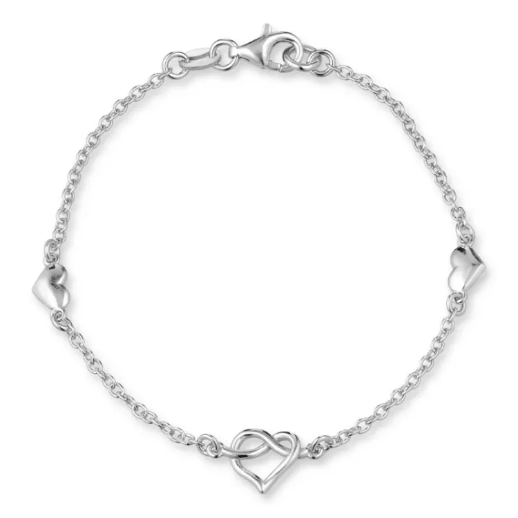 hjerte armbånd i sølv med vedhæng i sølv