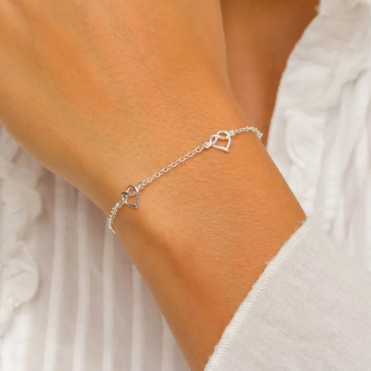 hjerte infinity armbånd i sølv med vedhæng i sølv