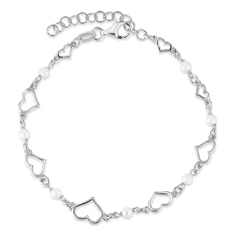 hjerte armbånd i sølv