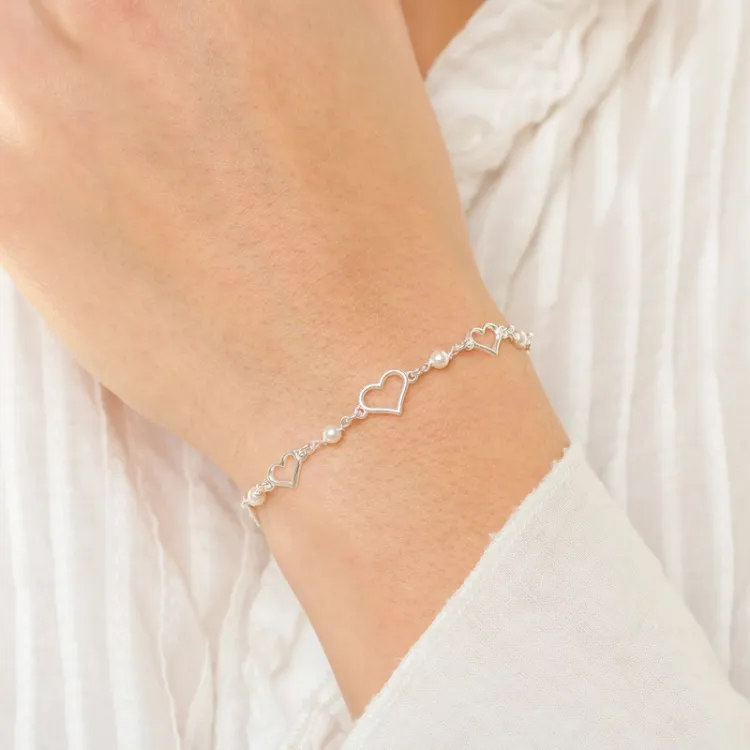 hjerte armbånd i sølv