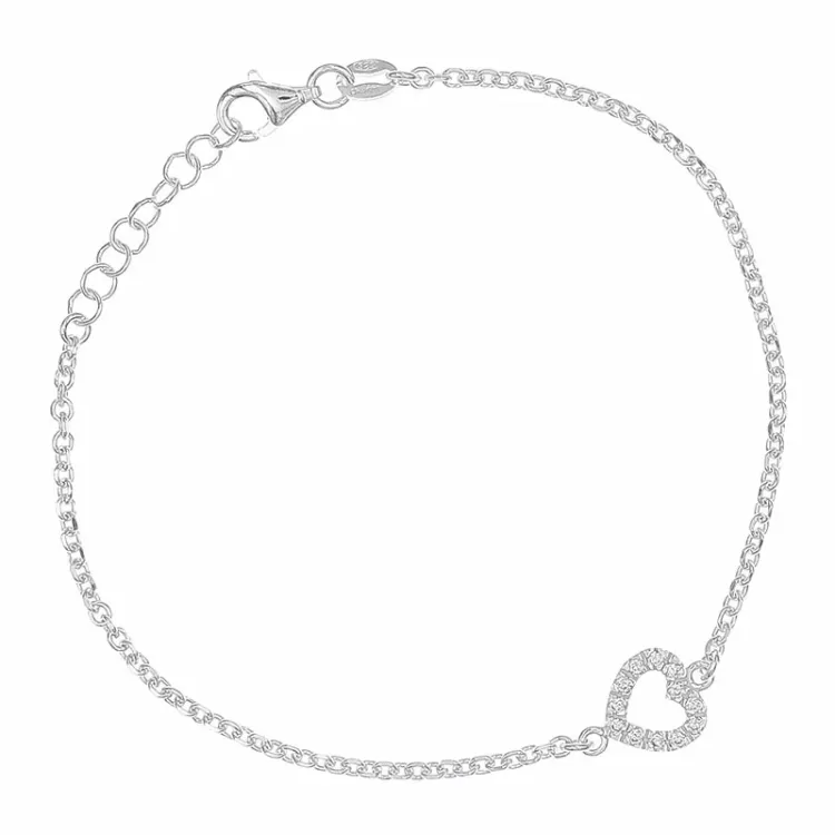 hjerte armbånd i sølv med hjertevedhæng i sølv
