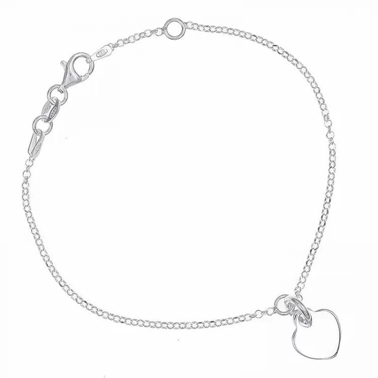 hjerte armbånd i sølv