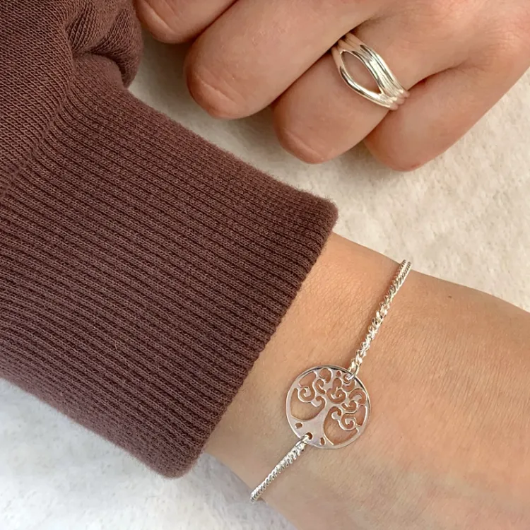 livets træ armbånd i sølv med vedhæng i sølv