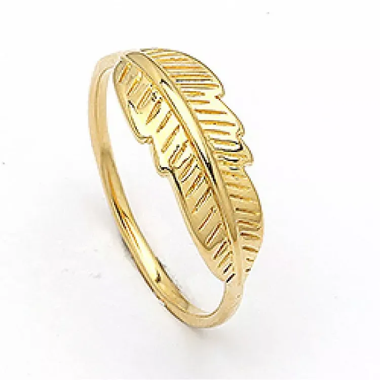 Elegant blad ring i forgyldt sølv