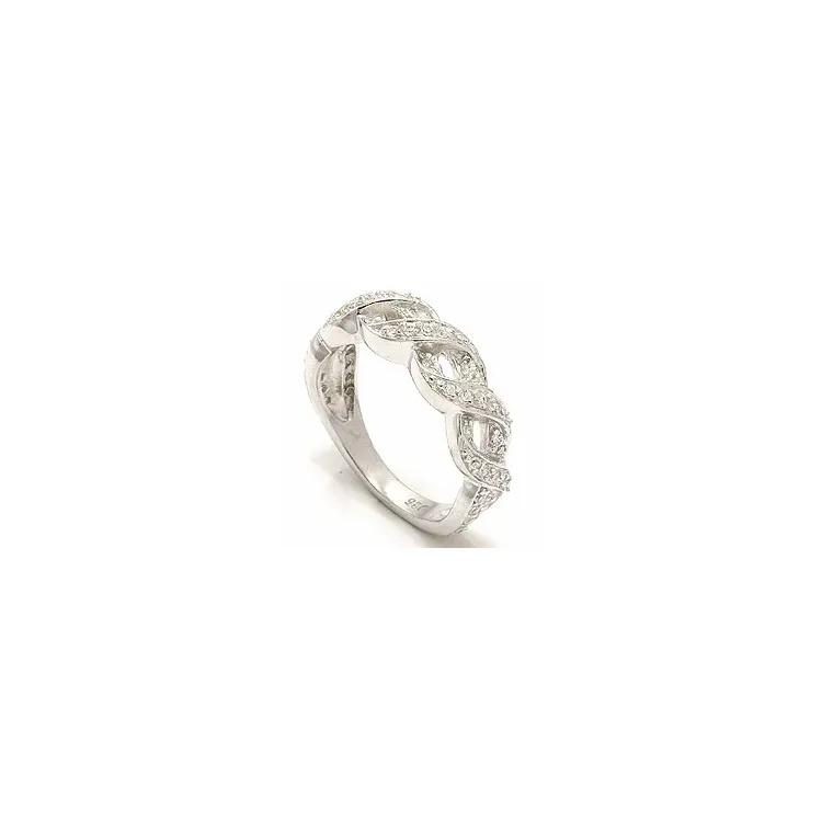 Flettet hvid zirkon ring i sølv