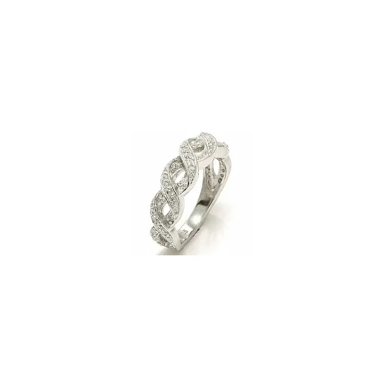 Flettet hvid zirkon ring i sølv