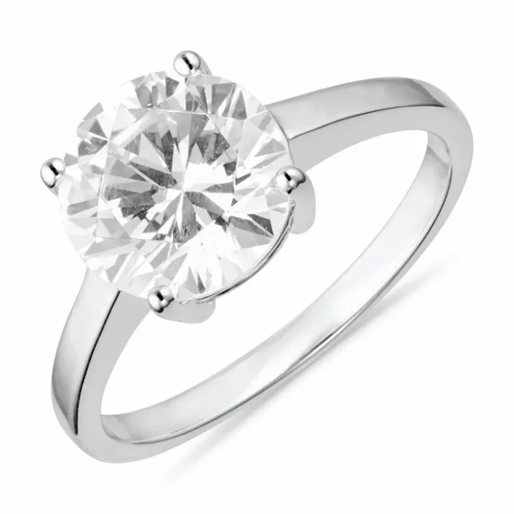 Stor rund zirkon ring i sølv