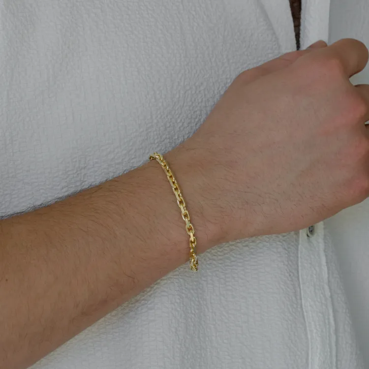Bnh anker facet armbånd i forgyldt sølv 21 cm x 4,0 mm