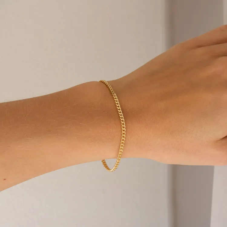 BNH panserarmbånd i forgyldt sølv 17 cm x 2,7 mm