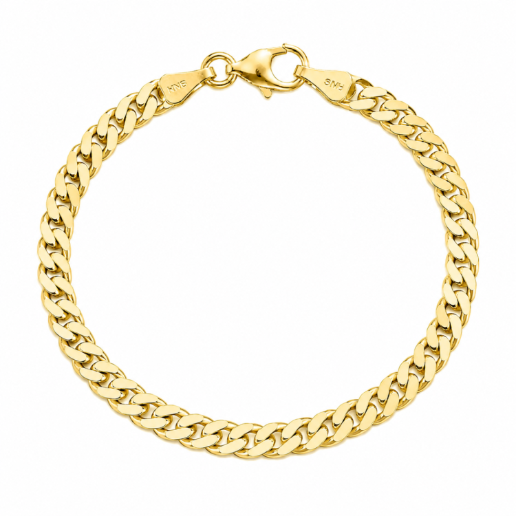 BNH panserarmbånd i forgyldt sølv 18,5 cm x 5,4 mm