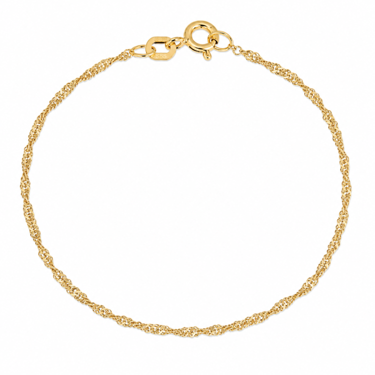 BNH singaporearmbånd i 14 karat guld 17 cm x 1,5 mm