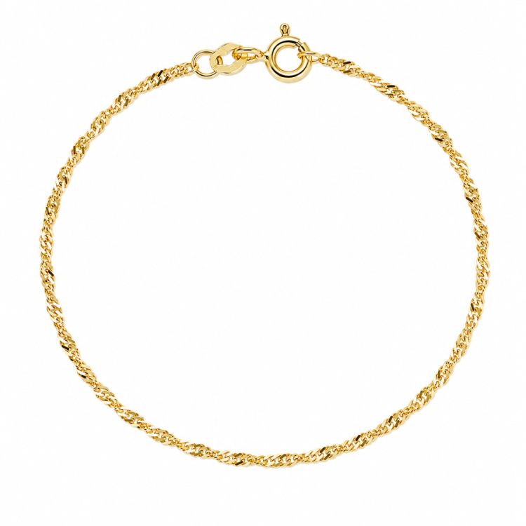 BNH singaporearmbånd i 8 karat guld 17 cm x 1,5 mm