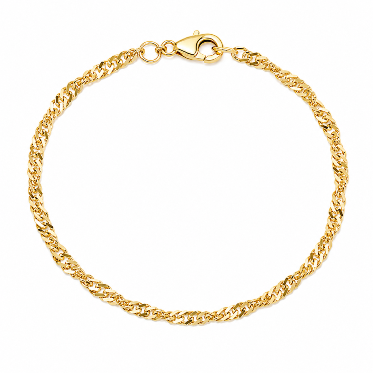 BNH singaporearmbånd i 14 karat guld 18,5 cm x 2,3 mm