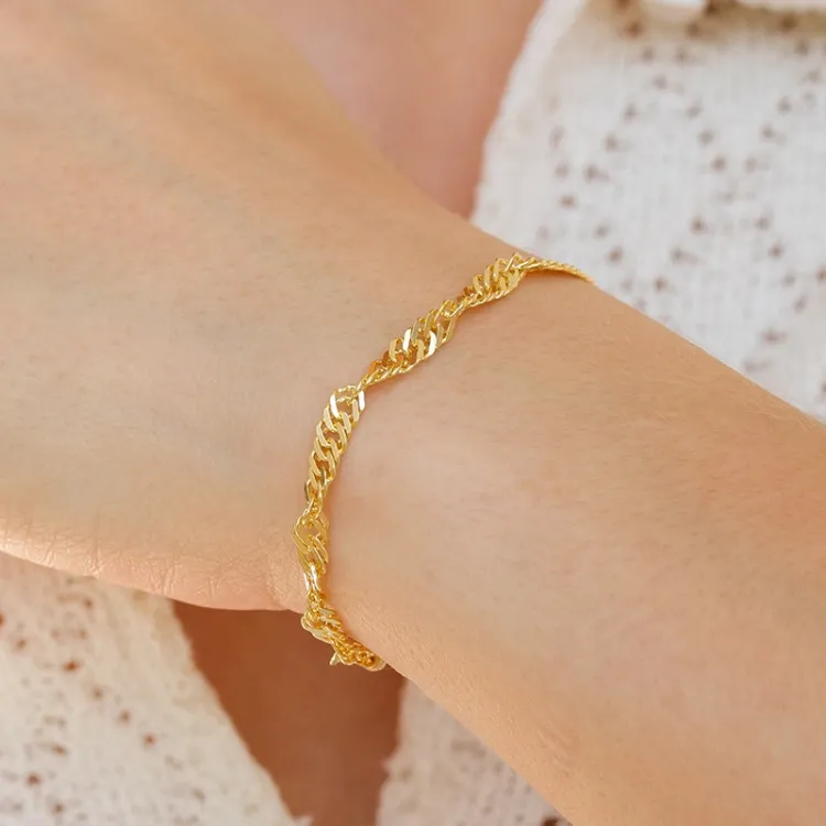 BNH singaporearmbånd i 8 karat guld 18,5 cm x 3,5 mm