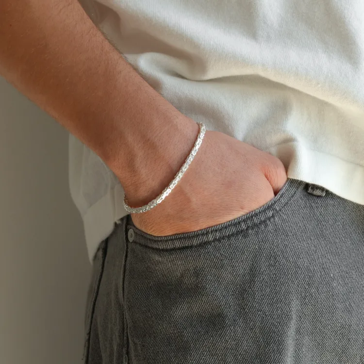 kongearmbånd i sølv 17 cm x 3,2 mm