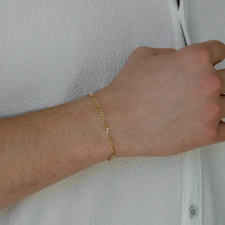 Figaroarmbånd i forgyldt sølv 21 cm x 2,8 mm
