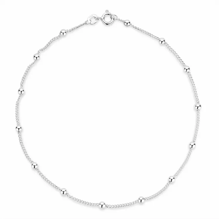 BNH Anker rund ankelkæde M. kugle i sølv 26 cm x 1,3 mm