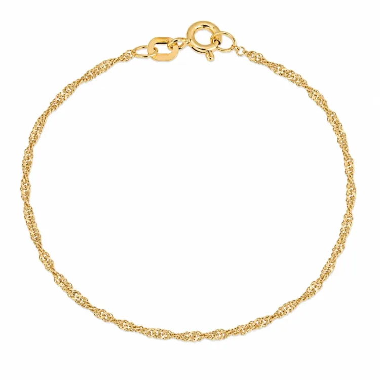 BNH singaporearmbånd i forgyldt sølv 17 cm x 1,5 mm