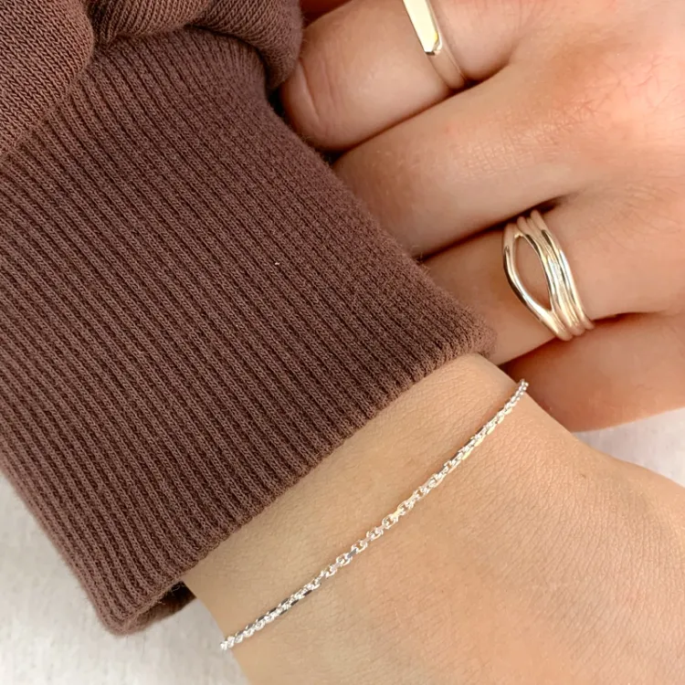 BNH Anker facet armbånd i sølv 18,5 cm x 1,4 mm