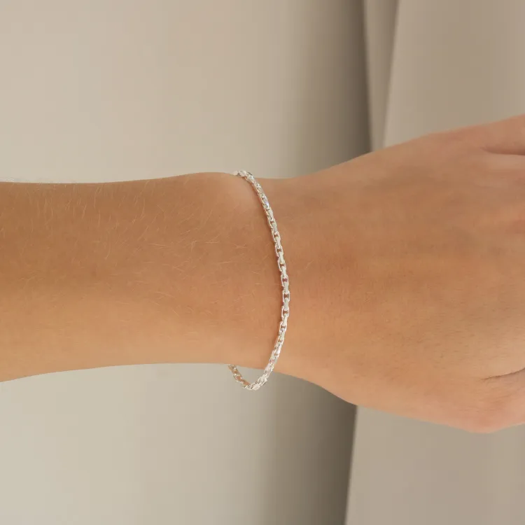 Bnh anker facet armbånd i sølv 21 cm x 2,0 mm
