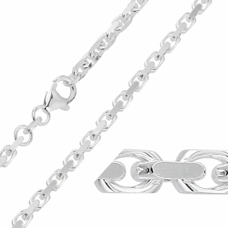 BNH Anker facet halskæde i 14 karat hvidguld 50 cm x 2,8 mm