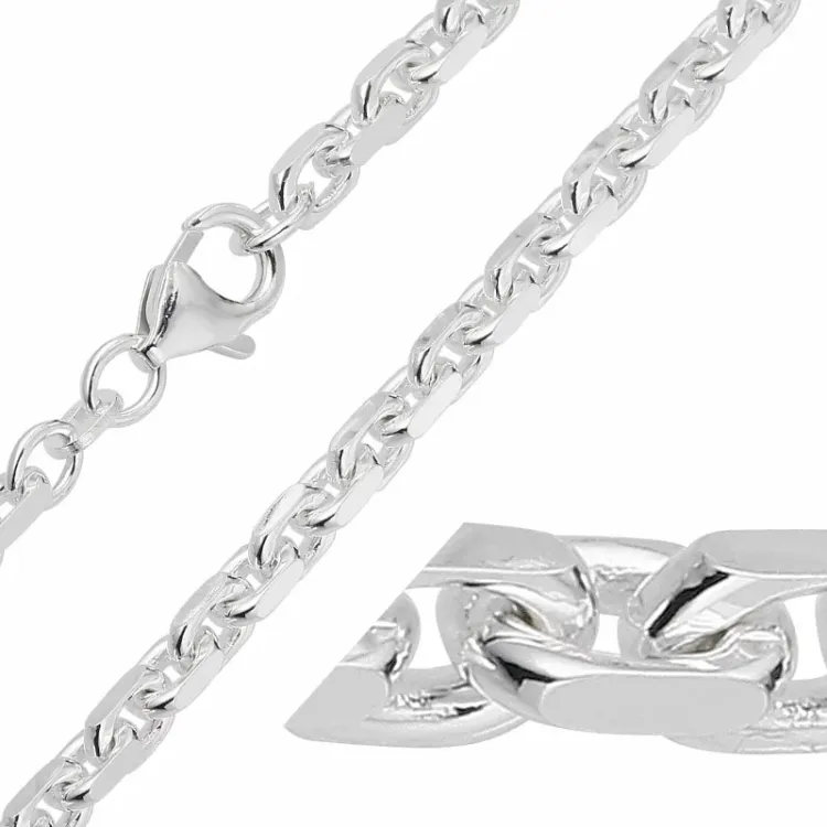 BNH Anker facet halskæde i 14 karat hvidguld 42 cm x 3,4 mm