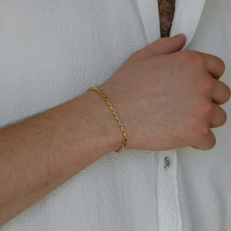 Bnh anker facet armbånd i forgyldt sølv 18,5 cm x 2,6 mm