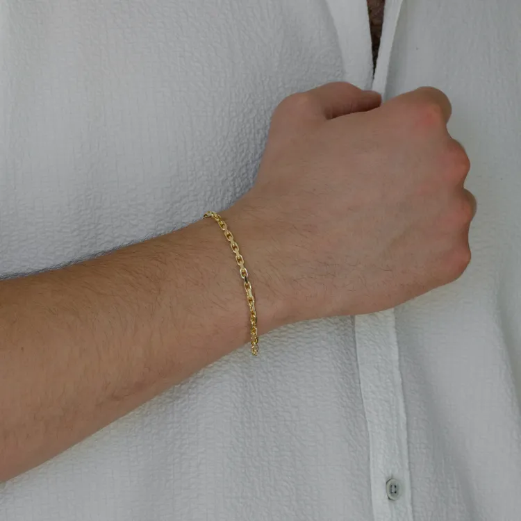 Bnh anker facet armbånd i forgyldt sølv 18,5 cm x 3,0 mm