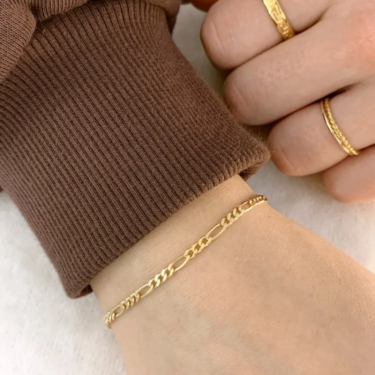 Figaroarmbånd i 14 karat guld 21 cm x 2,8 mm