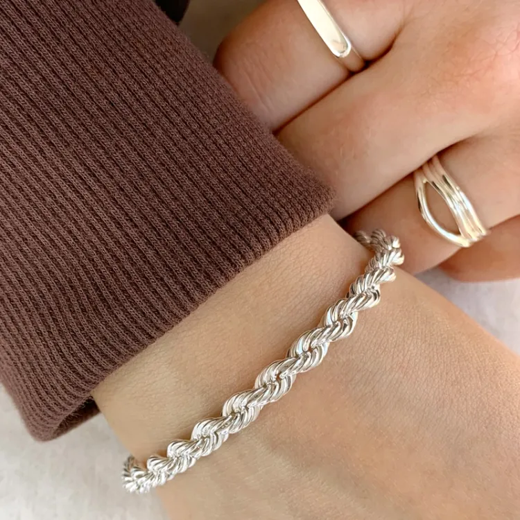 BNH cordelarmbånd i sølv 21 cm x 5,0 mm 