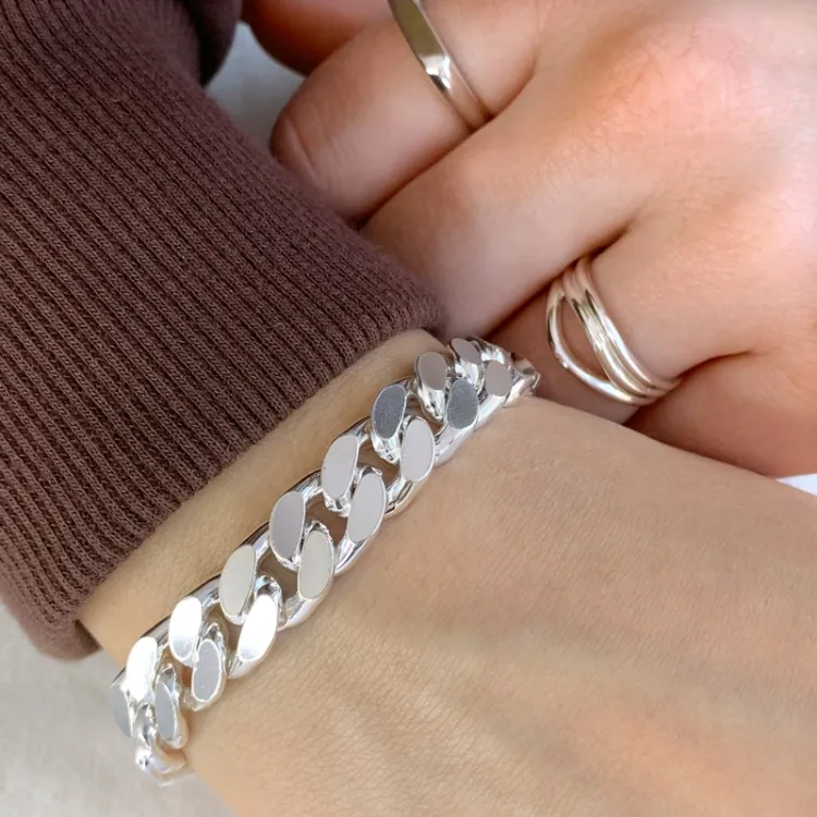 BNH panserarmbånd i sølv 18,5 cm x 10,5 mm