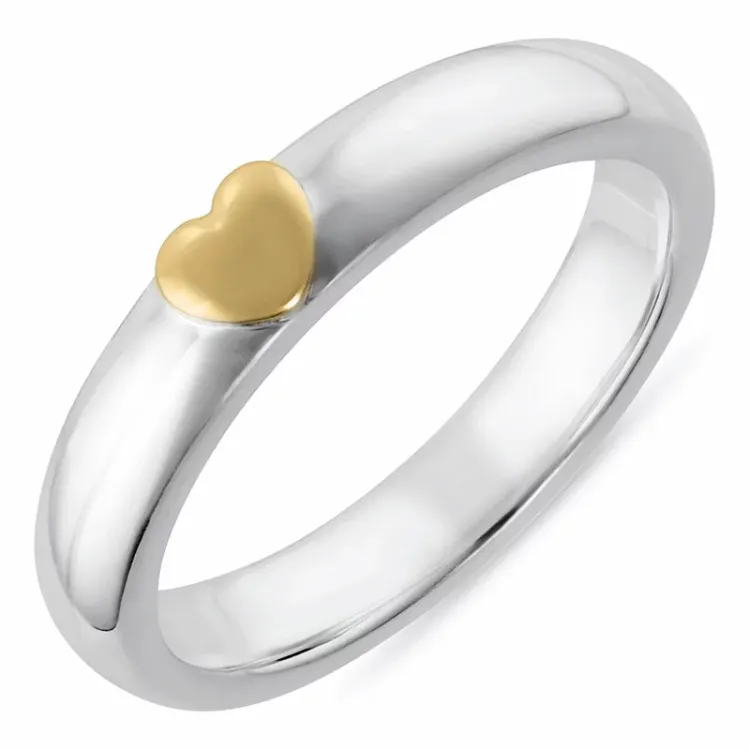 hjerte ring i sølv med 8 karat guld
