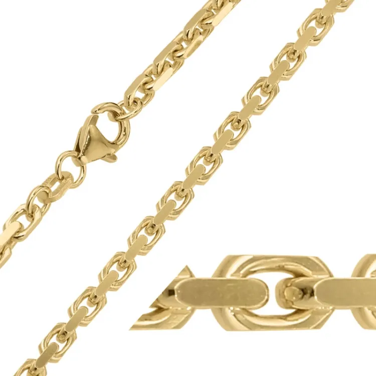 BNH Anker facet halskæde i 14 karat guld 45 cm x 3,4 mm