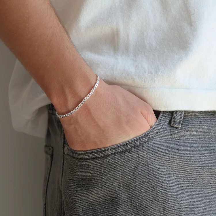 BNH panserarmbånd i sølv 21 cm x 3,3 mm