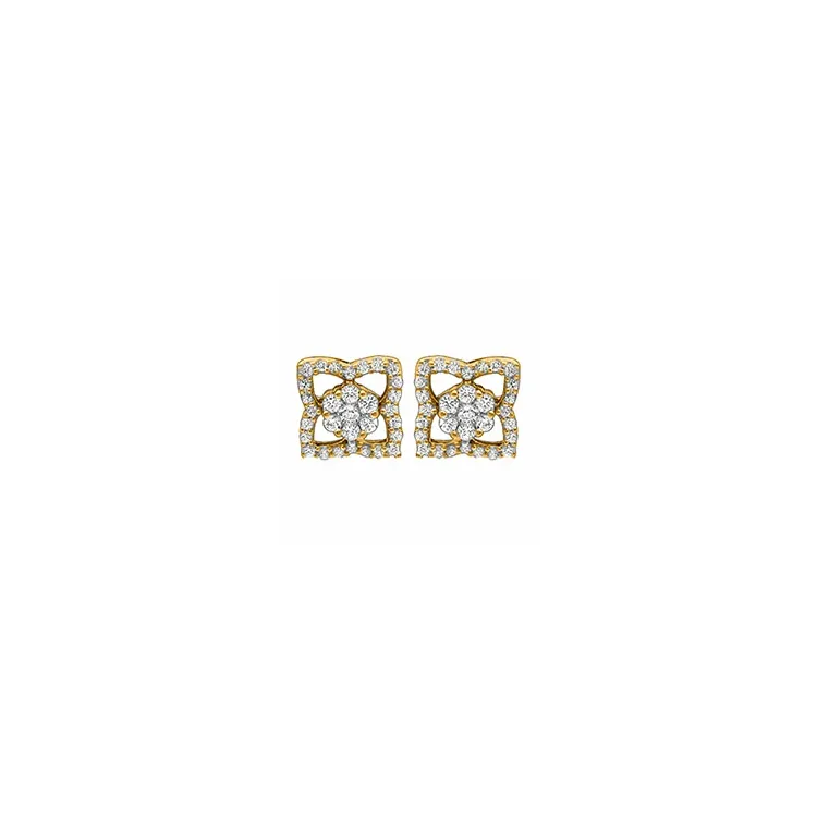 blomster diamant ørestikker i 14 karat guld med diamant 