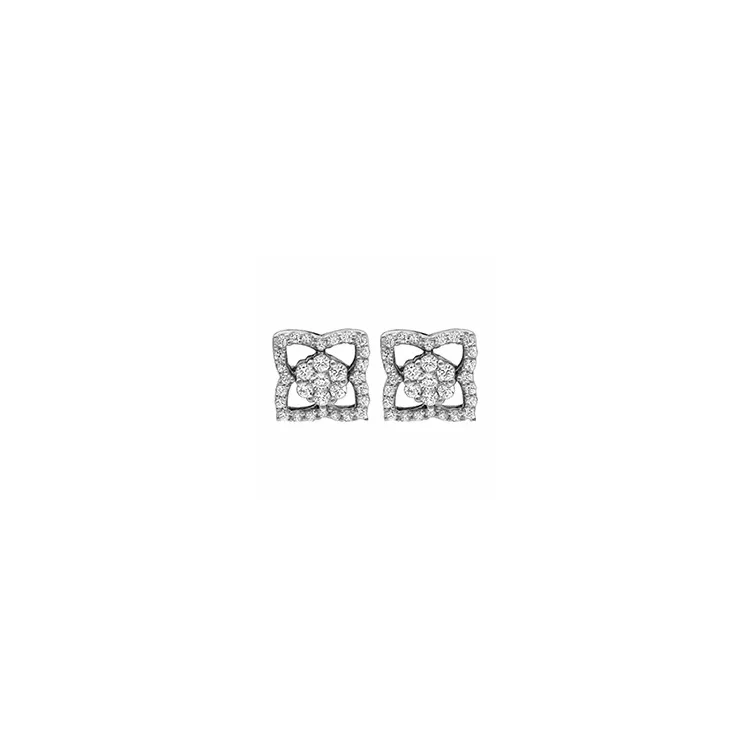 blomster diamant ørestikker i 14 karat hvidguld med diamant 