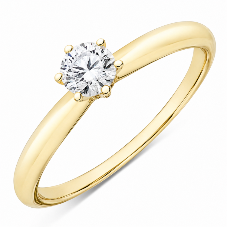 0,30 ct lab grown diamant solitairering i 9 karat guld 0,30 ct