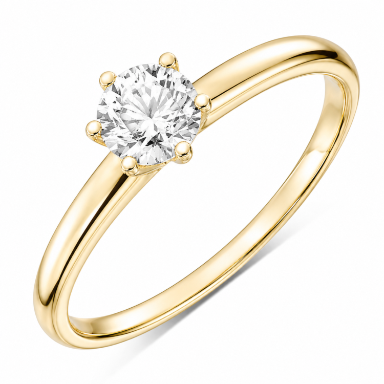 0,50 ct lab grown diamant solitairering i 9 karat guld 0,50 ct