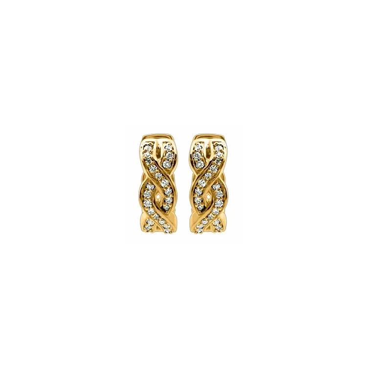 diamant creoler i 14 karat guld med diamant