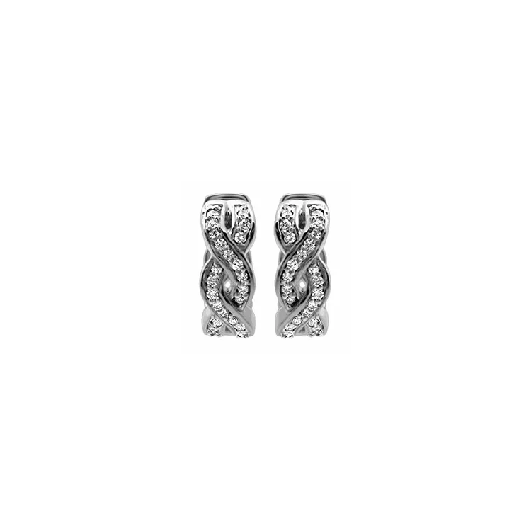 diamant creoler i 14 karat hvidguld med diamant
