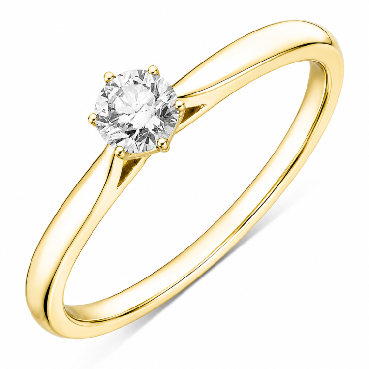 0,50 ct lab grown diamant solitairering i 9 karat guld 0,50 ct