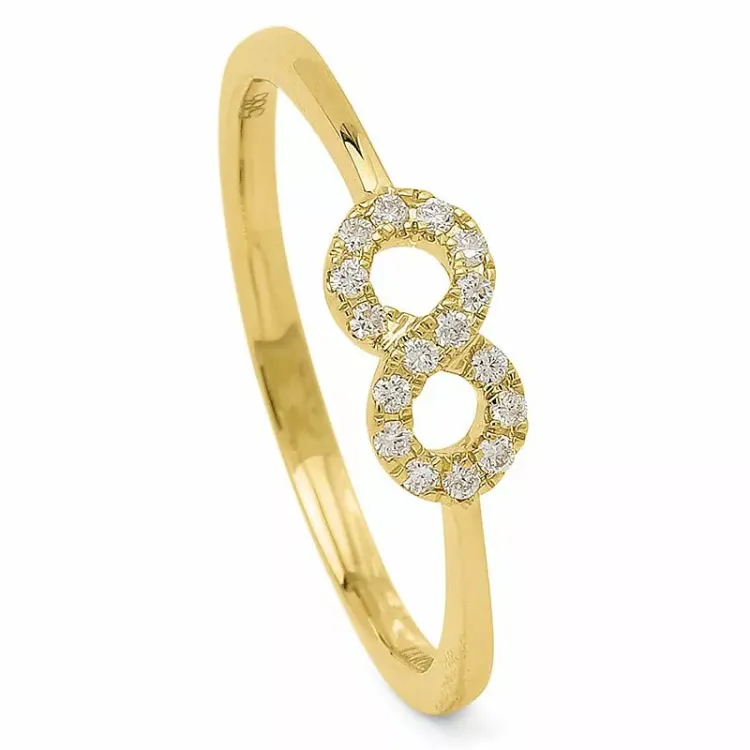 rund diamant Damering i 14 karat guld 0,10 ct