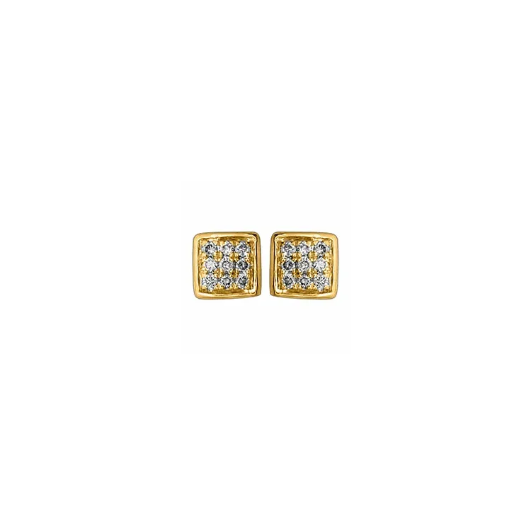 firkantet diamant ørestikker i 14 karat guld med diamant